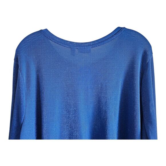 LOGO Layers by Lori Goldstein Women Plus 3X Cardigan Blue Metallic Sparkle 54" - Picture 5 of 6